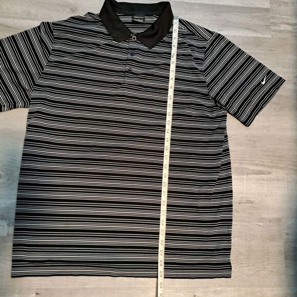 Nike Dri Fit XL Black White Striped Men's Golf Polo Shirt Athletic - Picture 6 of 10